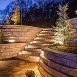 Evening step lighting effects - using outdoor spotlights